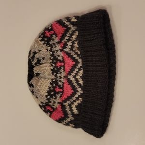 AEO Charcoal and Pink Knit Beanie